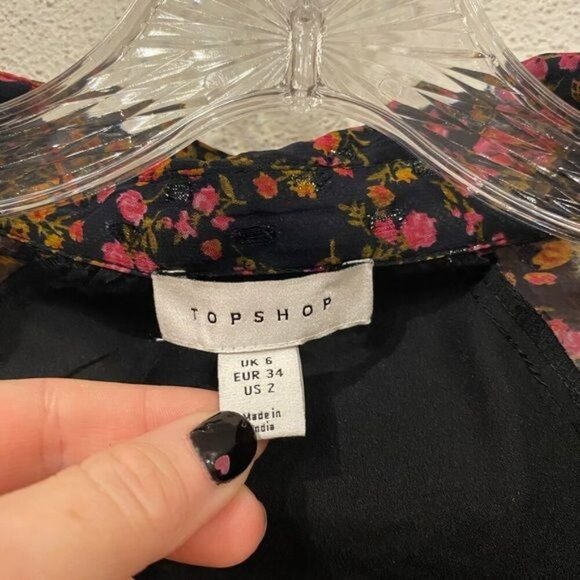 Topshop Floral Dobby Mini Tea Dress Size 2 EUC - Picture 3 of 5
